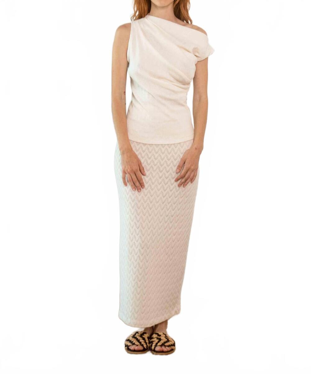 NEW COSSAC asymmetric drape top in ecru
